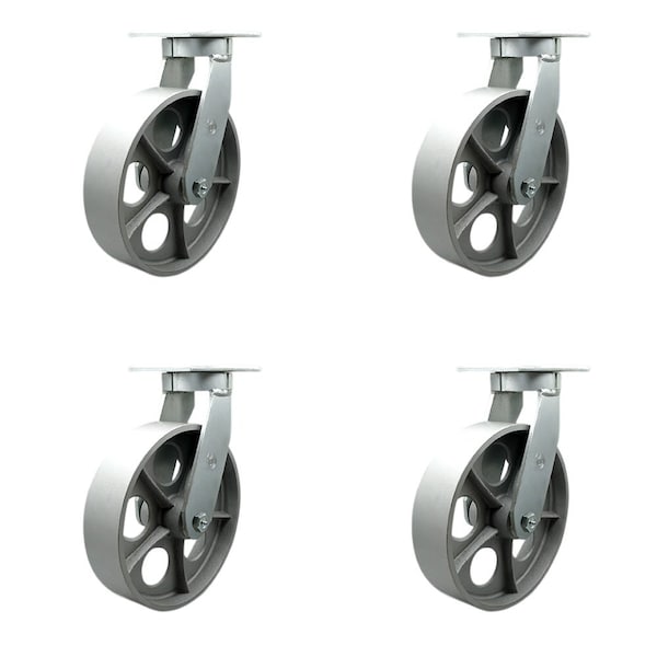 Service Caster 12'' Extra Heavy Duty Semi Steel Cast Iron Wheel Swivel Caster , 4PK CRAN-SCC-KP92S1230-SSR-4 - main